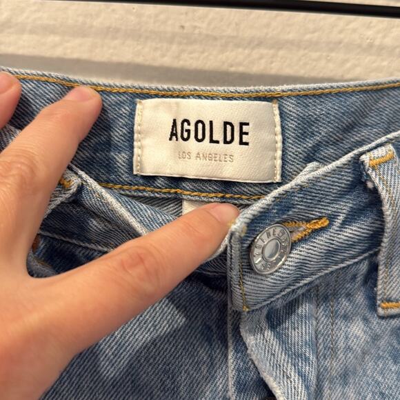 Agolde Button Fly Parker Distressed Denim Jean Shorts Size 24 Waist - Picture 4 of 8